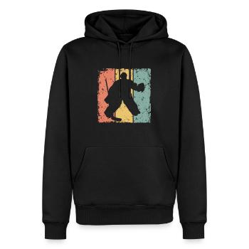Gardien de but de hockey sur glace rétro - Sweat à capuche Premium bio Homme - noir - Devant - Nico (187cm)