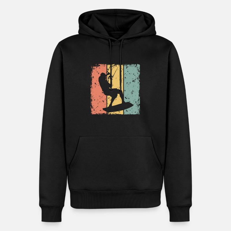 Kitesurf rétro - Sweat à capuche Premium bio Homme - noir