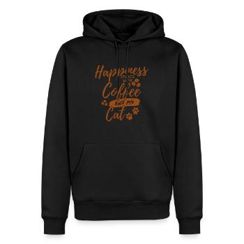 Amateur de chat de café - Sweat à capuche Premium bio Homme - noir - Devant - Nico (187cm)