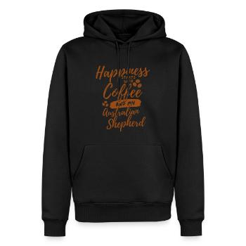 Amateur de café berger australien - Sweat à capuche Premium bio Homme - noir - Devant - Nico (187cm)