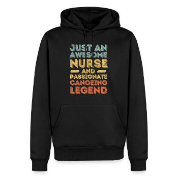 Nurse Canoeing legend retro - Men’s Premium Organic Hoodie - black - Front - Nico (187cm)