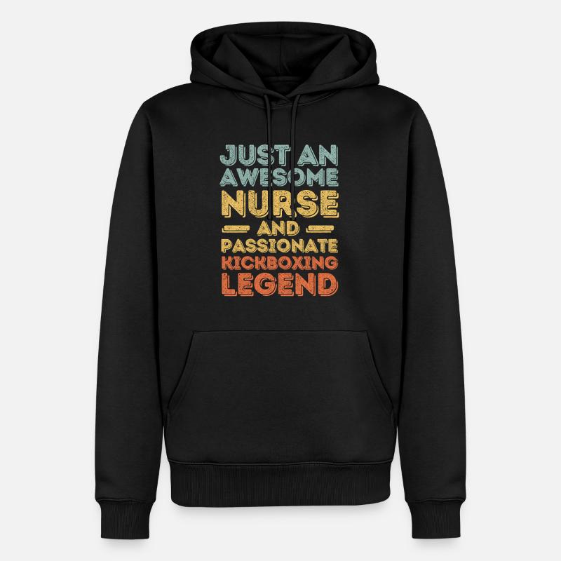 Krankenschwester Kickbox-Legende retro - Männer Premium Bio Hoodie - Schwarz