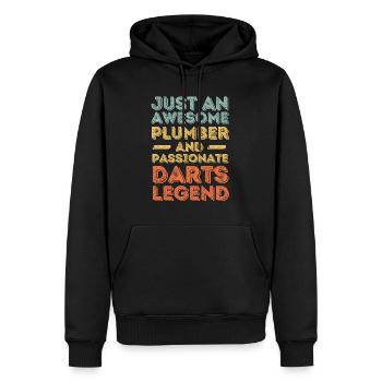 Plombier Darts légende rétro - Sweat à capuche Premium bio Homme - noir - Devant - Nico (187cm)