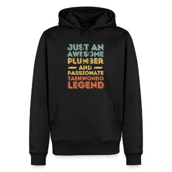 Plombier Taekwondo légende rétro - Sweat à capuche Premium bio Homme - noir - Devant - Nico (187cm)