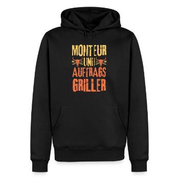 Monteur und Grillen - Männer Premium Bio Hoodie - Schwarz - Vorne - Nico (187cm)