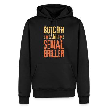 Metzger und Seriengriller - Männer Premium Bio Hoodie - Schwarz - Vorne - Nico (187cm)