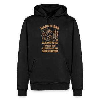 Camping mit Australian Shepherd - Männer Premium Bio Hoodie - Schwarz - Vorne - Nico (187cm)