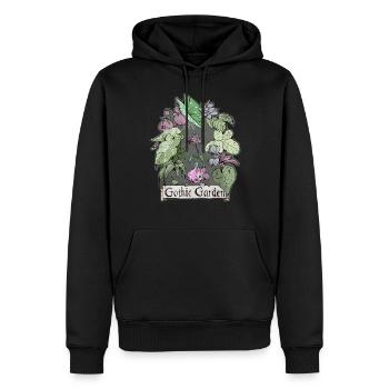 Jardin gothique - Plantes Noires - Sweat à capuche Premium bio Homme - noir - Devant - Nico (187cm)