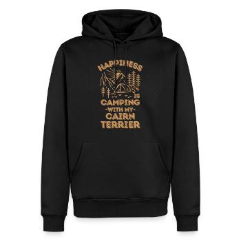 Camping avec cairn-terrier - Sweat à capuche Premium bio Homme - noir - Devant - Nico (187cm)