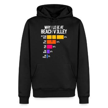 Warum ich beim Beachvolleyball verliere Lustig - Männer Premium Bio Hoodie - Schwarz - Vorne - Nico (187cm)
