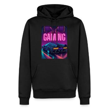 Gaming, Gamer, Neon, Player - Sweat à capuche Premium bio Homme - noir - Devant - Nico (187cm)