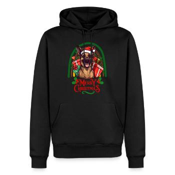 Noël du berger allemand - Sweat à capuche Premium bio Homme - noir - Devant - Nico (187cm)
