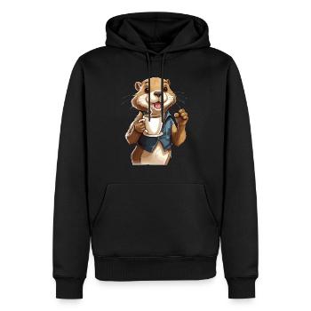 Coffee Addicted Otter Coffee Lover Animal Funny - Sweat à capuche Premium bio Homme - noir - Devant - Nico (187cm)