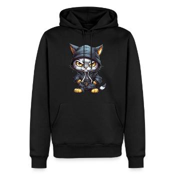 Katze Hip Hop Rap Rapper DJ Ghetto Crew Gangster - Männer Premium Bio Hoodie - Schwarz - Vorne - Nico (187cm)