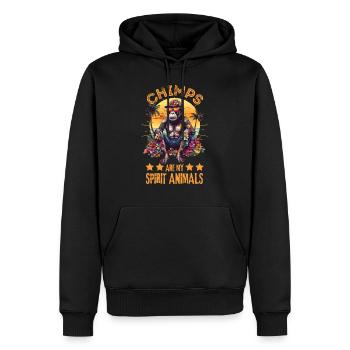 Schimpanse mit Sonnenbrille am Strand - Männer Premium Bio Hoodie - Schwarz - Vorne - Nico (187cm)
