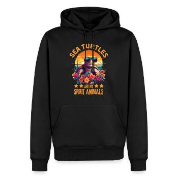 Sea turtle with sunglasses on the beach - Men’s Premium Organic Hoodie - black - Front - Nico (187cm)