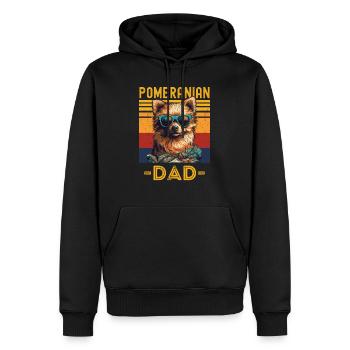 Zwergspitz mit Sonnenbrille Papa retro - Männer Premium Bio Hoodie - Schwarz - Vorne - Nico (187cm)