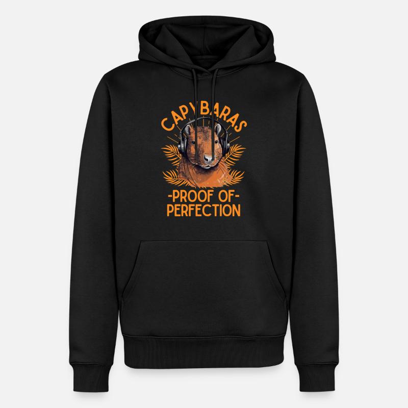 Capybara avec écouteurs - Sweat à capuche Premium bio Homme - noir