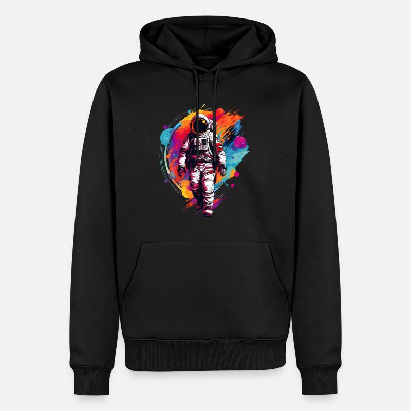 Bunter Astronaut - Männer Premium Bio Hoodie - Schwarz