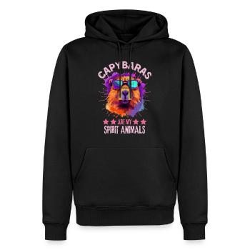 Capybara mit Sonnenbrille - Männer Premium Bio Hoodie - Schwarz - Vorne - Nico (187cm)