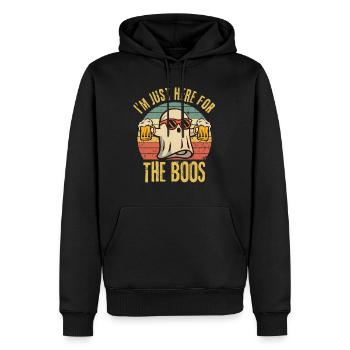 Halloween Ghost Beer Je suis juste là pour les huées - Sweat à capuche Premium bio Homme - noir - Devant - Nico (187cm)