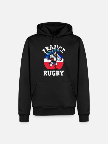 Rooster Rugby Ball Player Fan - Men’s Premium Organic Hoodie - black
