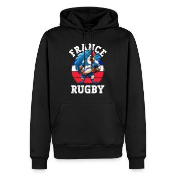 Rugby Frankreich 2023 Hahn Rugbyball Spieler Fan - Männer Premium Bio Hoodie - Schwarz - Vorne - Nico (187cm)