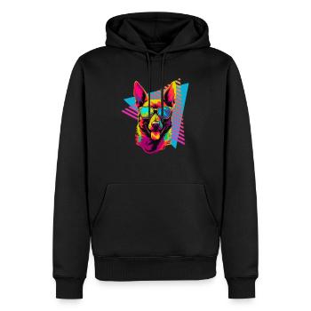 Malinois belge avec des lunettes de soleil style années 80 - Sweat à capuche Premium bio Homme - noir - Devant - Nico (187cm)