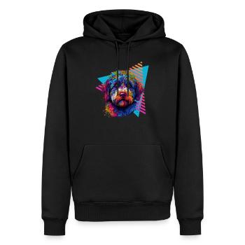 Lagotto Romagnolo style années 80 - Sweat à capuche Premium bio Homme - noir - Devant - Nico (187cm)