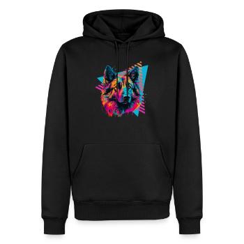 Tervueren style années 80 - Sweat à capuche Premium bio Homme - noir - Devant - Nico (187cm)