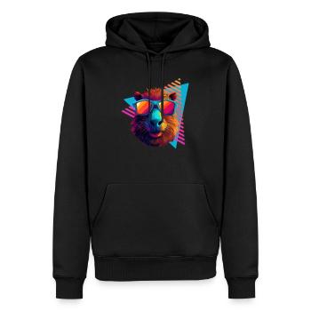 Capybara avec lunettes de soleil style années 80 - Sweat à capuche Premium bio Homme - noir - Devant - Nico (187cm)