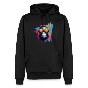 Chimpanzé avec lunettes de soleil style années 80 - Sweat à capuche Premium bio Homme - noir - Devant - Nico (187cm)