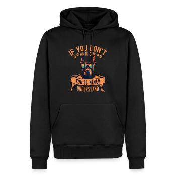 Dobermann mit sonnenbrille - Männer Premium Bio Hoodie - Schwarz - Vorne - Nico (187cm)