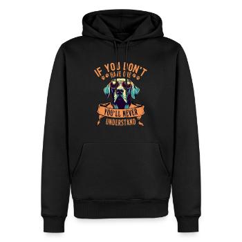 Dogue allemand avec des lunettes de soleil - Sweat à capuche Premium bio Homme - noir - Devant - Nico (187cm)