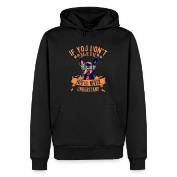 Bouledogue français avec lunettes de soleil - Sweat à capuche Premium bio Homme - noir - Devant - Nico (187cm)