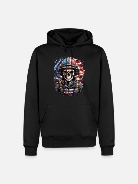 USA Firefighter Heroes Skull - Men’s Premium Organic Hoodie - black