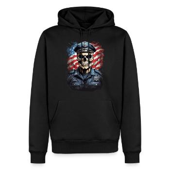 US-Polizei-Schädel - Männer Premium Bio Hoodie - Schwarz - Vorne - Nico (187cm)