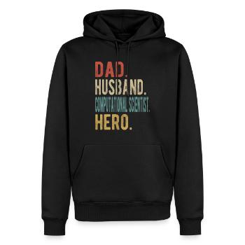 Informaticien Papa Mari Héros - Sweat à capuche Premium bio Homme - noir - Devant - Nico (187cm)