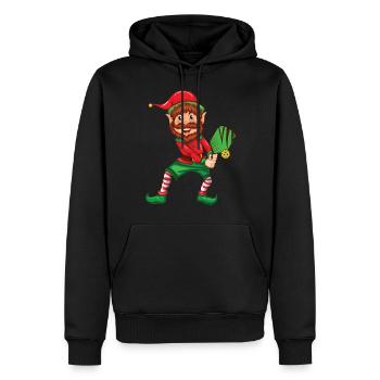 Weihnachtself mit Weihnachts-Pickleball-Schläger - Männer Premium Bio Hoodie - Schwarz - Vorne - Nico (187cm)
