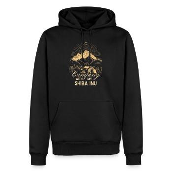 Shiba Inu Camping - Sweat à capuche Premium bio Homme - noir - Devant - Nico (187cm)