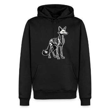 Illustration de squelette de renard - Sweat à capuche Premium bio Homme - noir - Devant - Nico (187cm)