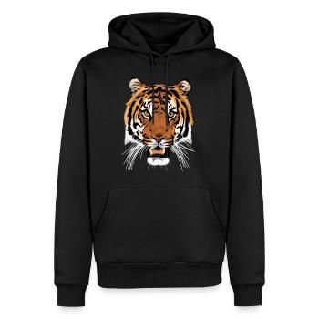 Tigre - Sweat à capuche Premium bio Homme - noir - Devant - Nico (187cm)