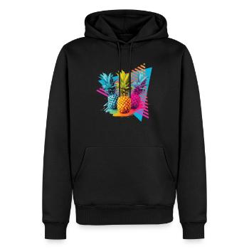 Bunte Ananas Farbklecks Farbspritzer - Männer Premium Bio Hoodie - Schwarz - Vorne - Nico (187cm)