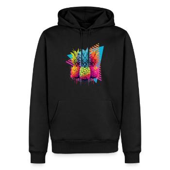 Bunte Ananas Farbklecks Farbspritzer - Männer Premium Bio Hoodie - Schwarz - Vorne - Nico (187cm)