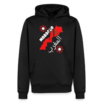 MOROCCAN DESIGN, moroccan flag, moroccan football - Sweat à capuche Premium bio Homme - noir - Devant - Nico (187cm)