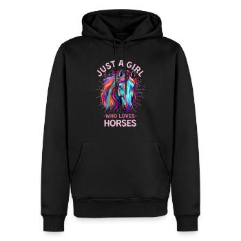Buntes Pferd Mädchen Frauen - Männer Premium Bio Hoodie - Schwarz - Vorne - Nico (187cm)