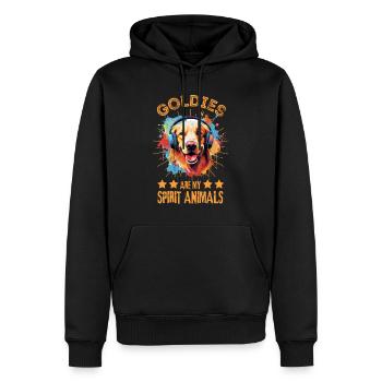 Bunter Golden Retriever mit Kopfhörer - Männer Premium Bio Hoodie - Schwarz - Vorne - Nico (187cm)