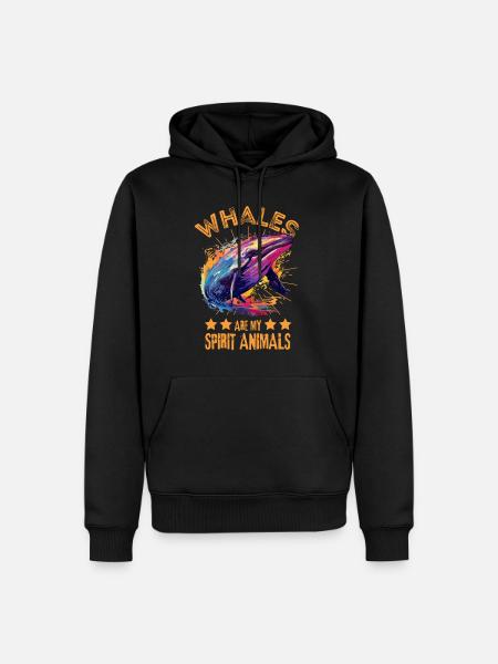 Bunter Wal Farbkleckse Farbspritzer - Männer Premium Bio Hoodie - Schwarz