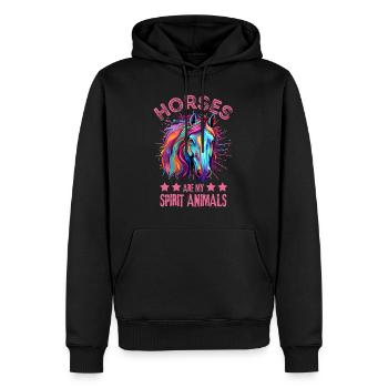 Buntes Pferd Farbkleckse Farbspritzer - Männer Premium Bio Hoodie - Schwarz - Vorne - Nico (187cm)