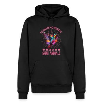 Gouttes de colibri colorées d'éclaboussures de peinture - Sweat à capuche Premium bio Homme - noir - Devant - Nico (187cm)